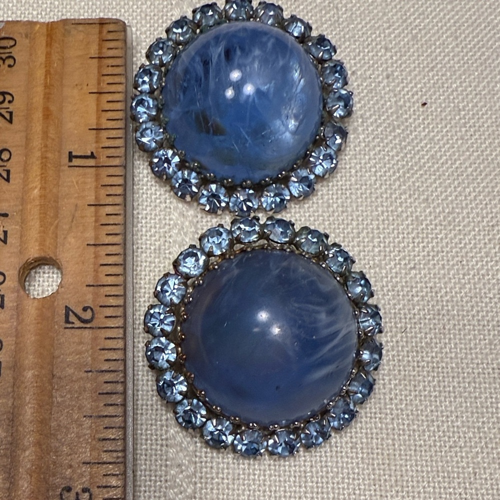Blue Moonstone Clip-On Earrings